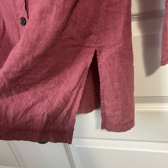 J. Jill Linen Pink Mandarin Collar Tunic - Picture 2 of 9